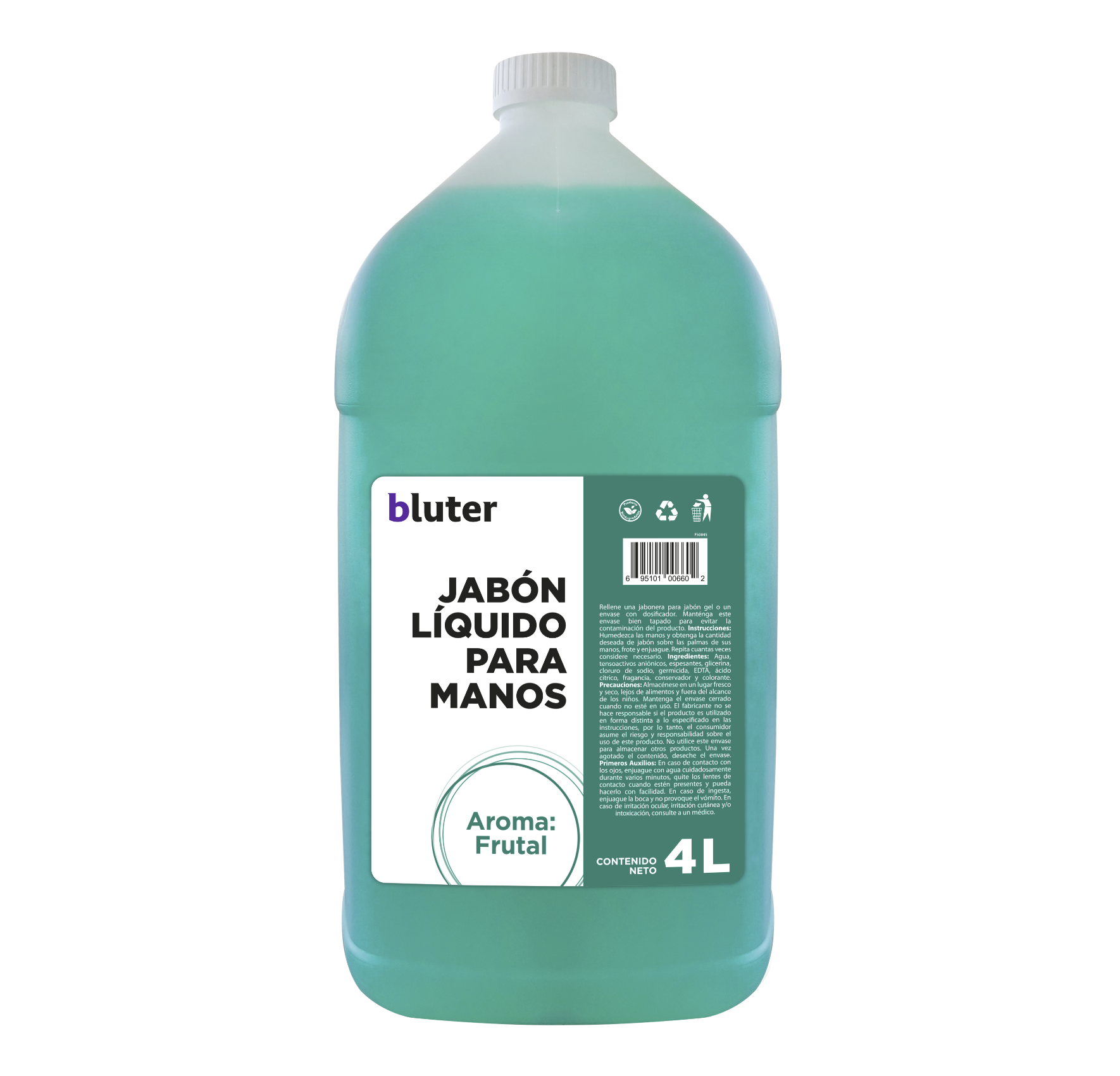Bluter Jabón Líquido Antibacterial Frutal para Manos 4L